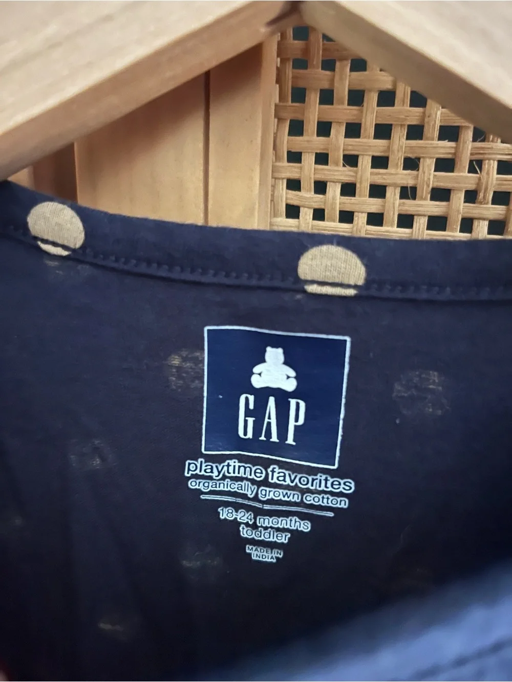 GAP 18-24M Navy Blue Long Sleeve Polka Dot Peplum Top